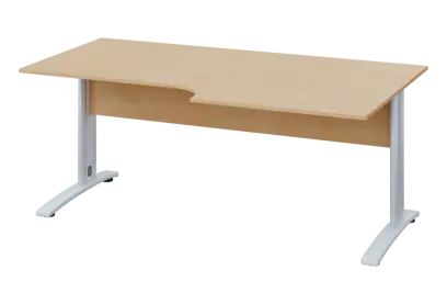 ERK 28 - 188 stůl kancelářský, rohový, pravý, kovová podnož bílá, deska 25 mm, široký 1800 mm, bříza irská